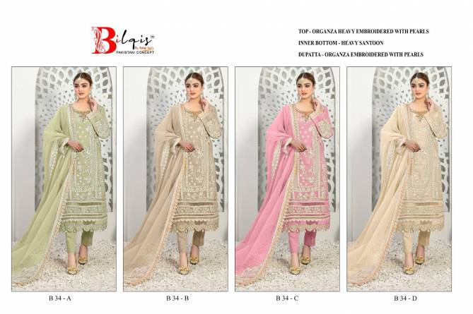 B 34 A To D By Bilqis Organza Pakistani Suits Wholesale Market In Surat With Price
